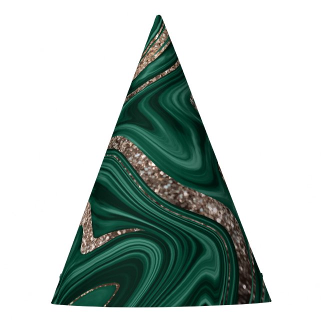 Emerald Green Black Gold Glitzer Marmor #1 Partyhütchen (Vorderseite)