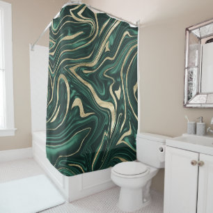Emerald Green Black Gold Marble #1 #decor #art Duschvorhang