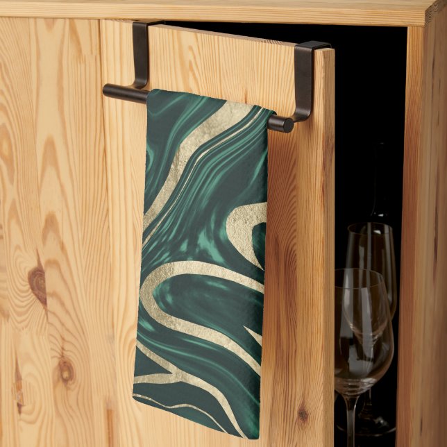 Emerald Green Black Gold Marble #1 #decor #art Geschirrtuch (Drittel gefaltet)
