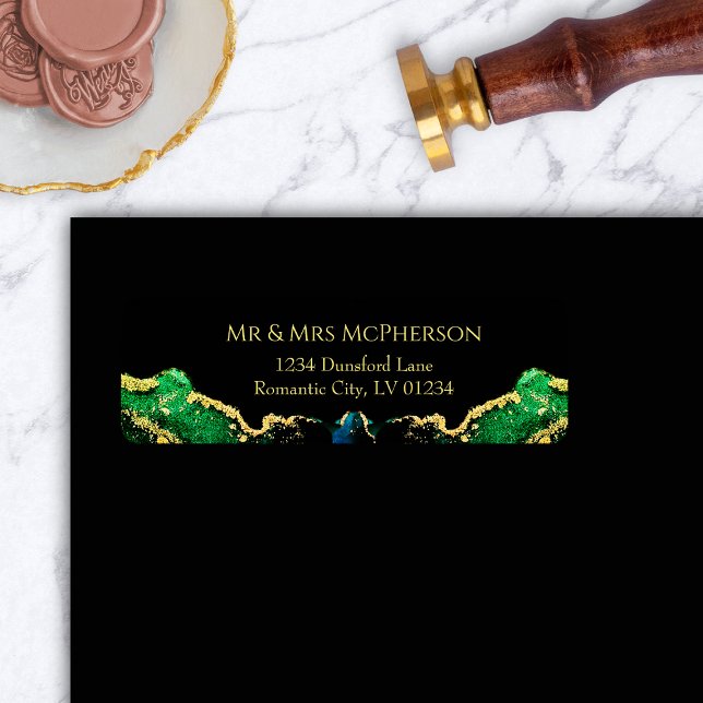 Emerald Green Black Gold Rücksendeadresse (Emerald Green Black Gold Return Address Label)