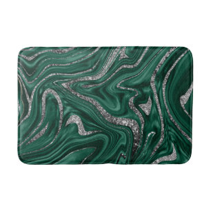 Emerald Green Black Silver Glitzer Marmor #1  Badematte