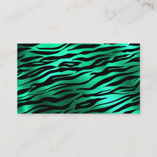 Emerald Green Black Tiger Stripes Wilde Tiere Visitenkarte (Vorderseite)