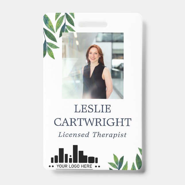 Emerald Green Blätter Id Foto & Logo Ausweis (Front)