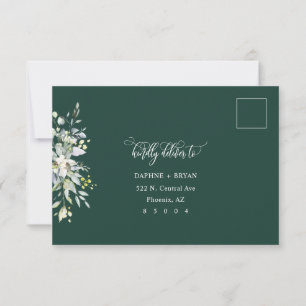 Emerald Green Blätter Response Card 4 Essenswahl RSVP Karte