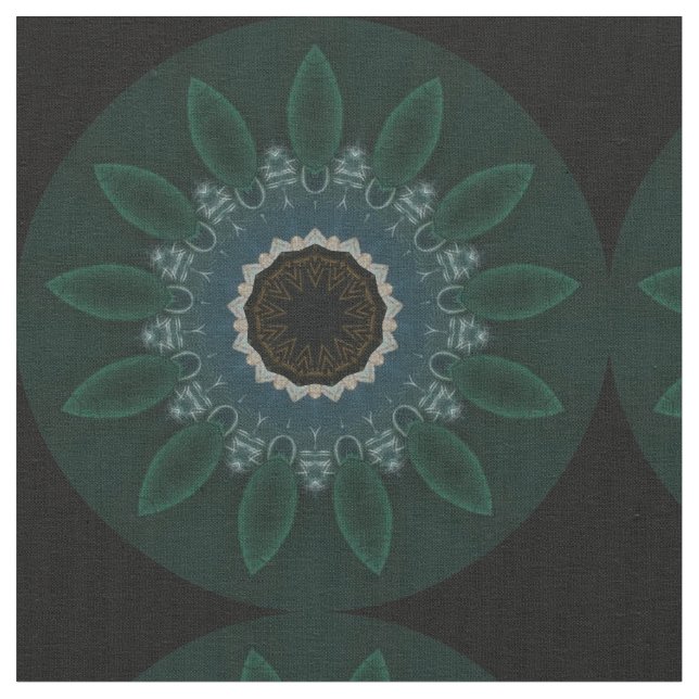 Emerald Green Blue Gold Moderne Blume Stoff (Nahaufnahme)