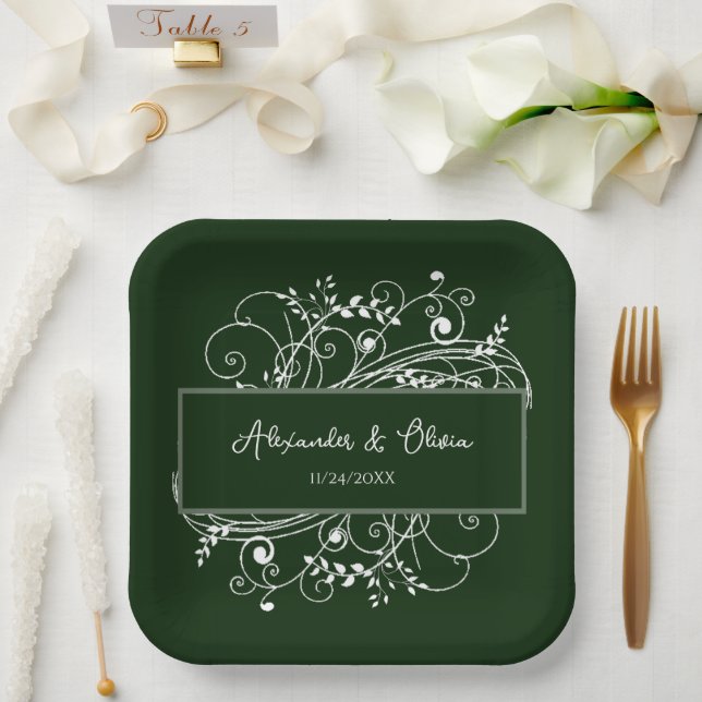 Emerald Green Blüh Polterabend Paper Teller (Hochzeit)