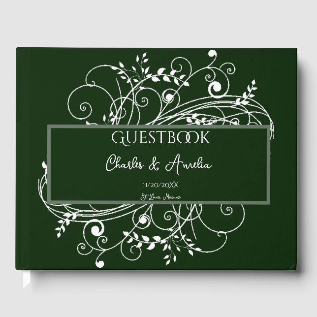Emerald Green Blüh Wedding Guest Book Gästebuch (Vorderseite)