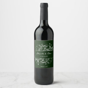 Emerald Green Blüh Wedding Wine Label Weinetikett