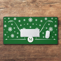 Emerald Green Blume Power Monogram Desk Mat