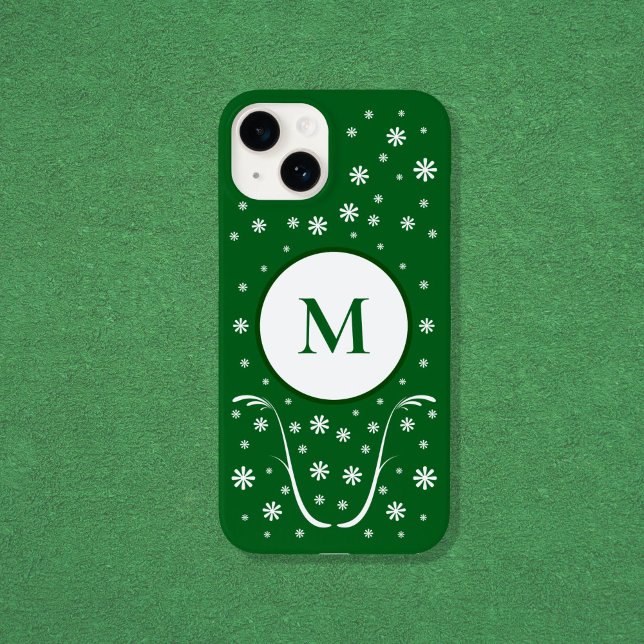 Emerald Green Blume Power Monogram Phone Case (Emerald Green Flower Power Monogram Phone Case)