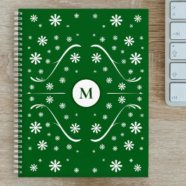Emerald Green Blume Power Monogram Rezept Notizbuch