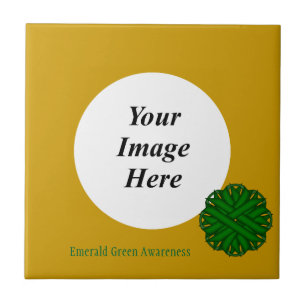 Emerald Green Blume Ribbon Template von K Yoncich Fliese