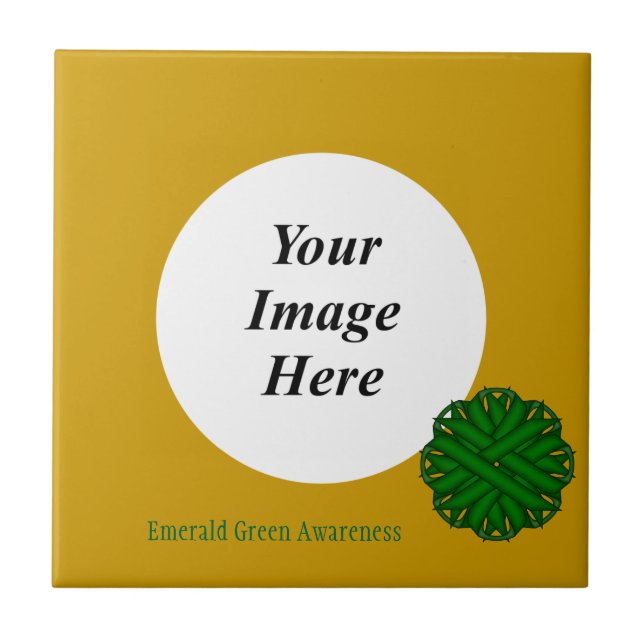 Emerald Green Blume Ribbon Template von K Yoncich Fliese (Vorderseite)