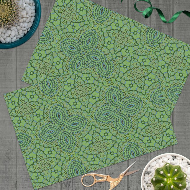 Emerald Green Bohemisch Geometric Muster Seidenpapier (Von Creator hochgeladen)