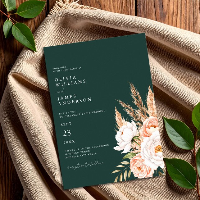 Emerald Green Boho Chic Floral Wedding Einladung (Von Creator hochgeladen)