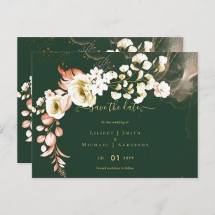 Emerald Green Boho Floral Wedding Postkarte