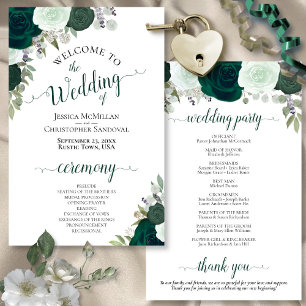 Emerald Green Boho Rose Budget Hochzeitsprogramm