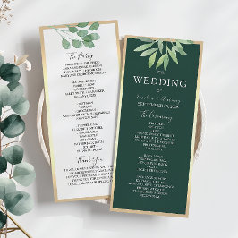 Emerald Green Botanical Wedding Program Programm