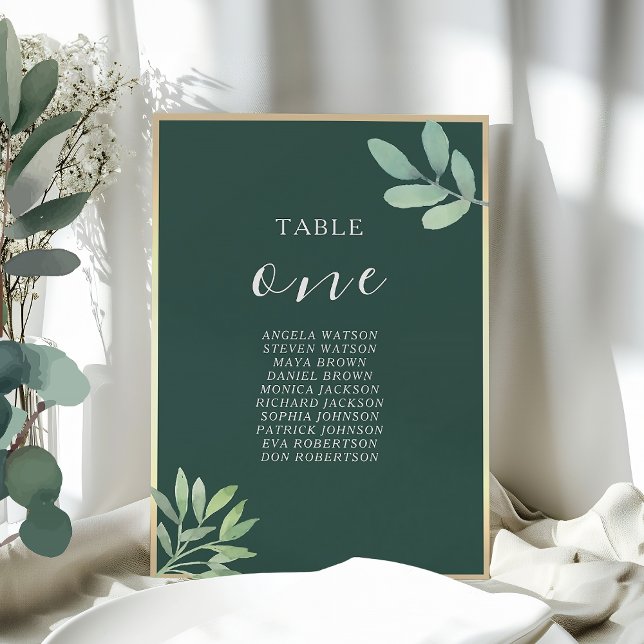 Emerald Green Botanical Wedding Seating Chart (Von Creator hochgeladen)