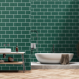 Emerald Green Bricks Muster Minimalistisch Tapete
