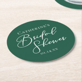 Emerald Green Bridal Shower Personalized Runder Pappuntersetzer