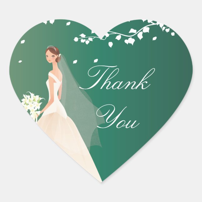 Emerald Green Bride Brautparty Heart Sticker (Vorderseite)