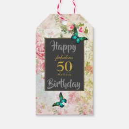 Emerald Green Butterfly auf der Vintagen Collage Geschenkanhänger