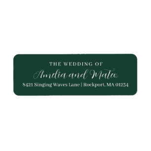 Emerald Green Calligraphy Wedding Rücksendeadresse