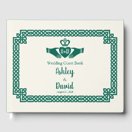 Emerald Green Celtic Knot Claddagh Wedding Gästebuch