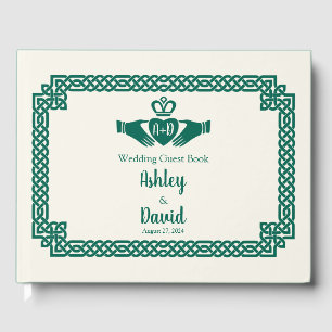 Emerald Green Celtic Knot Claddagh Wedding Gästebuch