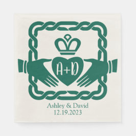 Emerald Green Celtic Knot Claddagh Wedding Serviette
