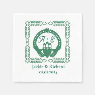 Emerald Green Celtic Knot Claddagh Wedding Serviette