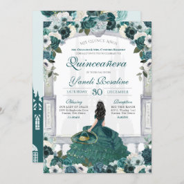 Emerald Green Charro Elegante Princess Quinceanera Einladung
