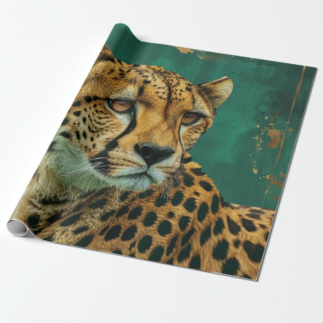 Emerald Green Cheetah Maximalist Decor Geschenkpapier (Ungerollt)