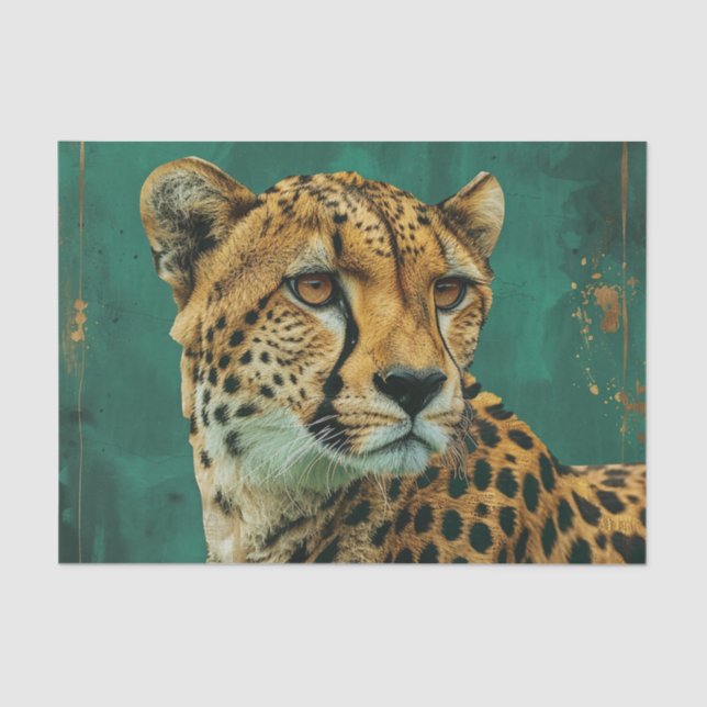Emerald Green Cheetah Maximalist Decor Seidenpapier (Vorderseite)