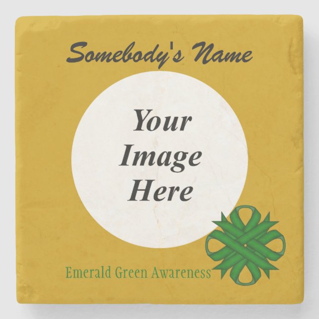 Emerald Green Clover Ribbon von Kenneth Yoncich Steinuntersetzer (Vorderseite)