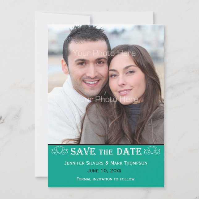 Emerald Green Color Band, Foto Save the Date (Vorderseite)