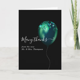 Emerald Green Confetti Balloon Wedding Foto Dankeskarte