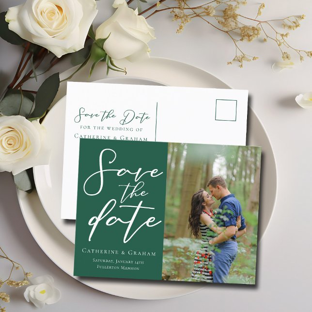 Emerald Green Couple Foto Forest Rettete das Foto Ankündigungspostkarte (Von Creator hochgeladen)