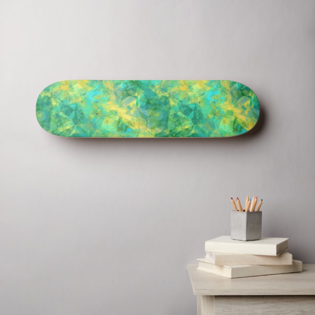 Emerald Green Crumpled Texture Skateboard (Wandkunst (Horz))