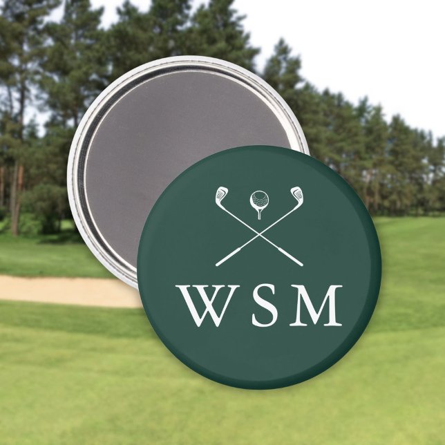Emerald Green Custom Monogram Golf Clubs Magnet (Emerald Green Custom Monogram Golf Clubs Magnet)