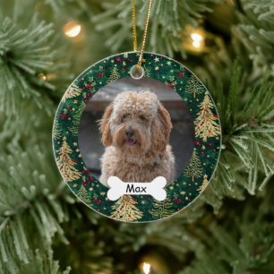 Emerald Green Custom Pet Puppy Dog Foto Keramik Ornament