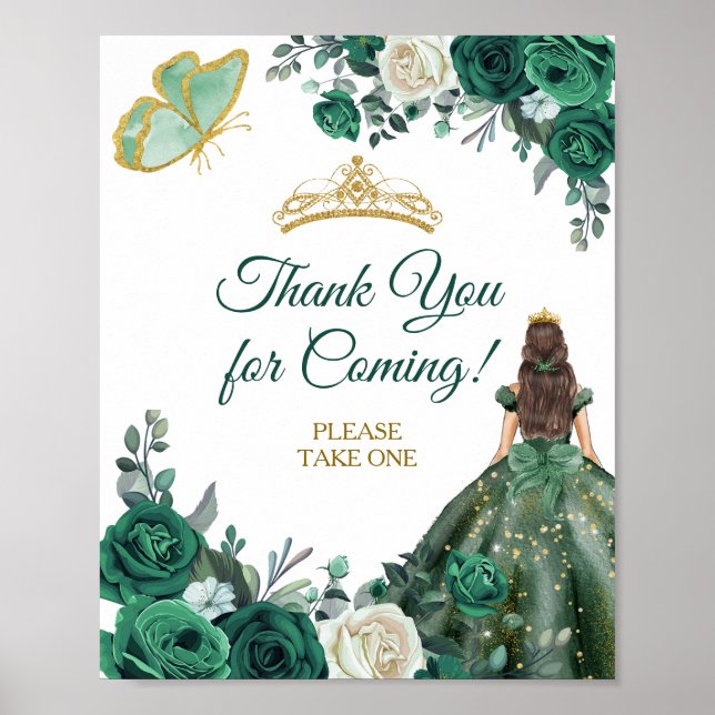 Emerald Green Daches Quinceañera Vielen Dank Poster (Vorne)