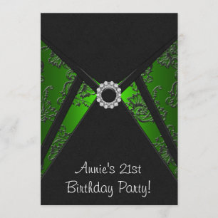 Emerald Green Damask 21. Geburtstag Party Einladun Einladung
