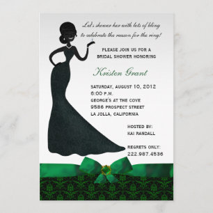 Emerald Green Damask Bridal Dusche Einladung