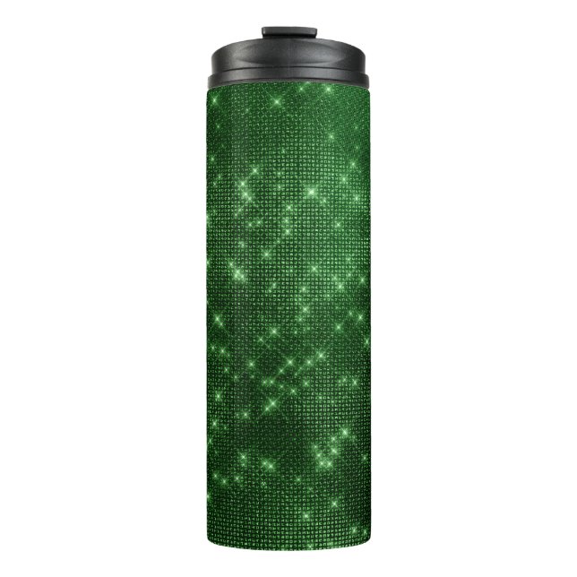 Emerald Green Diamante Sequin Thermosbecher (Vorderseite)