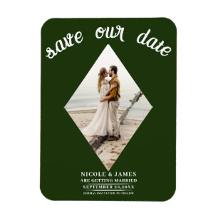 Emerald Green Diamond Foto Wedding Save the Date Magnet