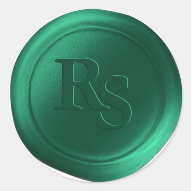 Emerald Green Double Monogram Wedelwaxe Siegel Runder Aufkleber (Vorderseite)