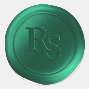 Emerald Green Double Monogram Wedelwaxe Siegel Runder Aufkleber