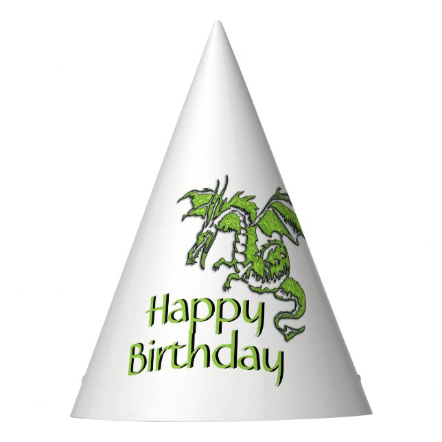 Emerald Green Dragon Birthday Partyhütchen (Vorderseite)